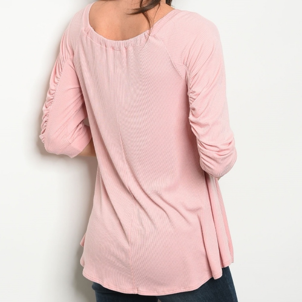 FINAL PRICE!! Baby Pink Ruffle Sleeve Tunic Top - Picture 2 of 2
